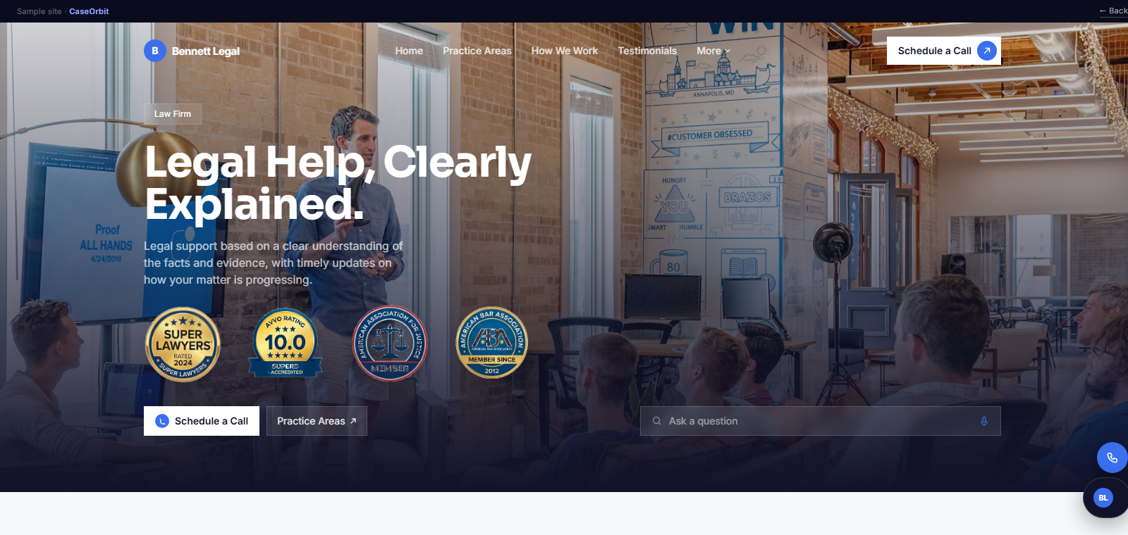 Screenshot of the Bennett Legal sample site