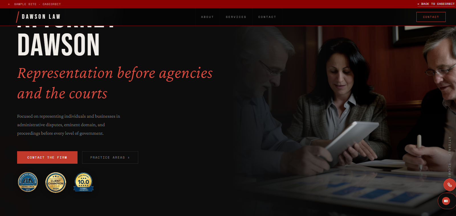 Screenshot of the Melissa Dawson noir sample site