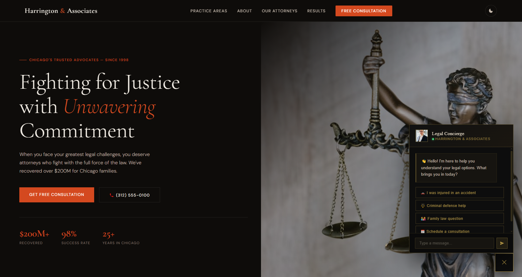 Screenshot of Legal Concierge site