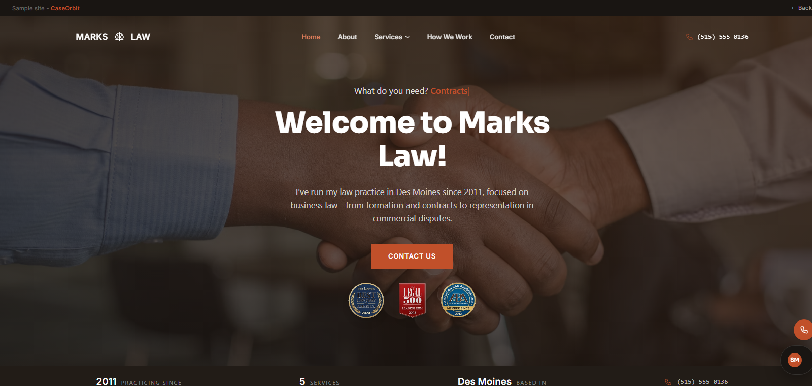 Screenshot of the Steven Marks sample site