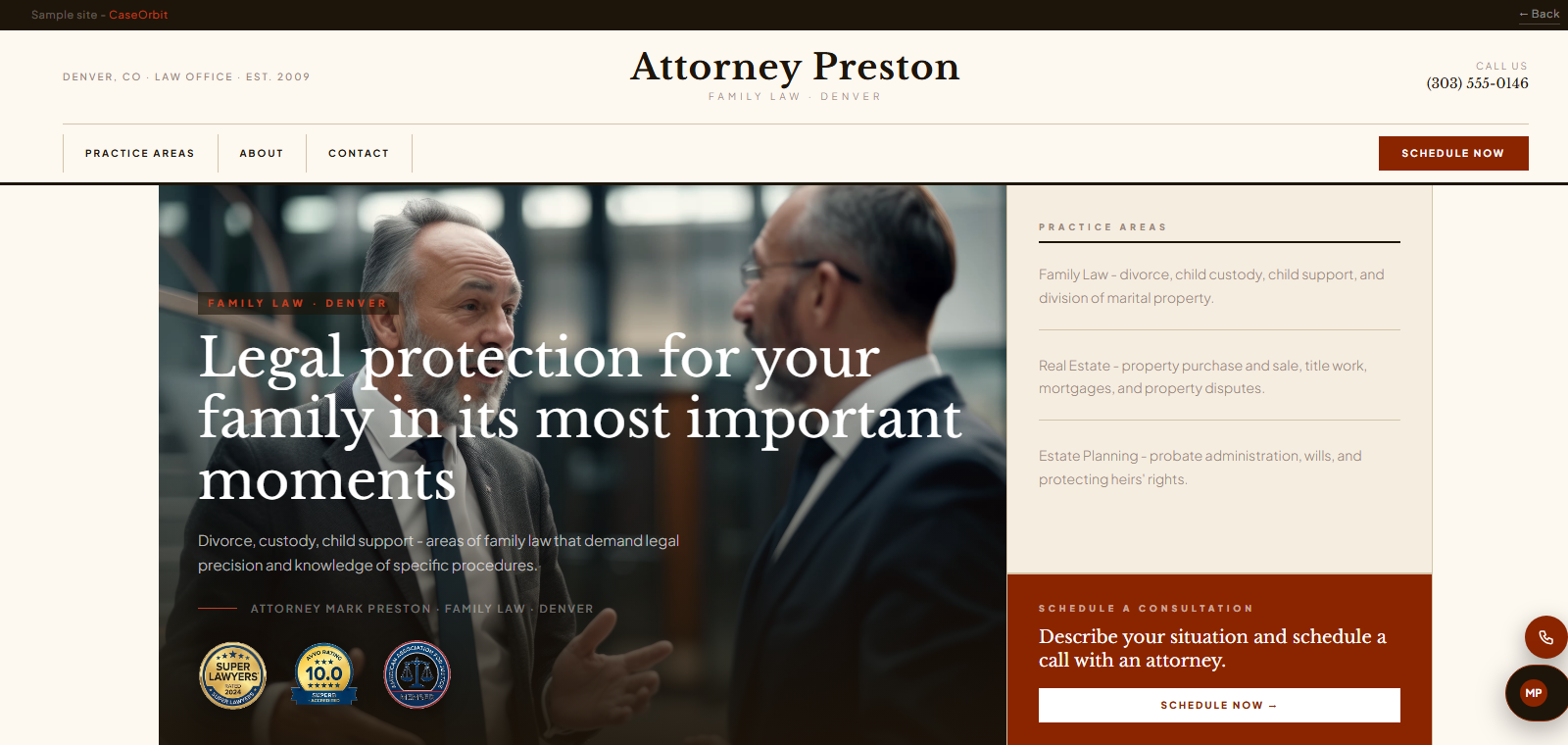 Screenshot of the Mark Preston sample site