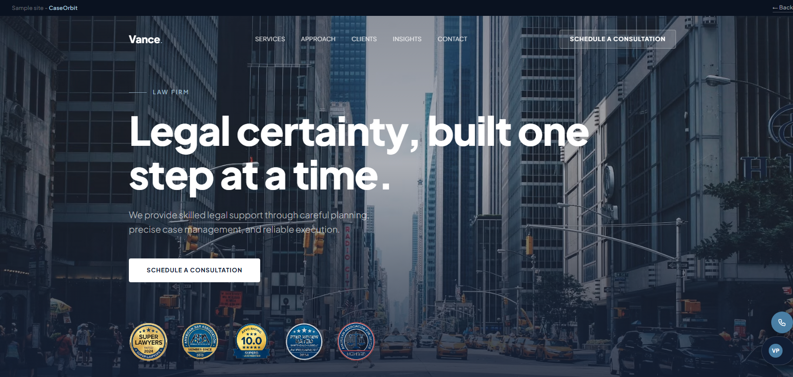 Screenshot of the Vance & Partners sample site